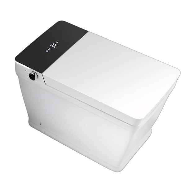 Elongated Smart Bidet Toilet with Bidet Built In, Foot Sensor, Heated Seat, Warm Sprayer, Remote Control 1.28 GPF White