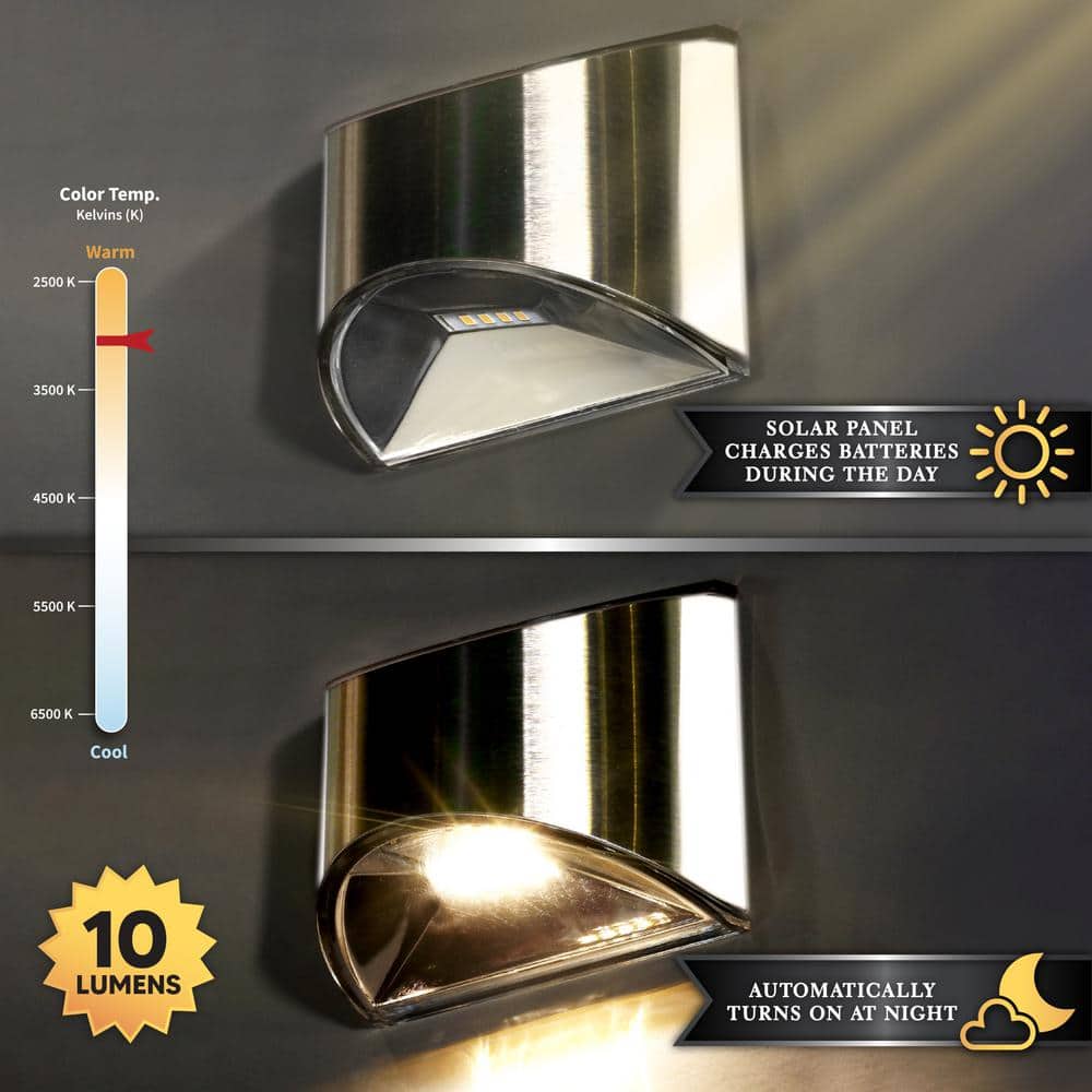 Stainless Steel Solar Powered LED Deck Light with Clear Glass