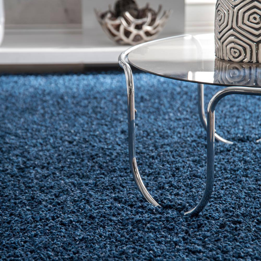 Marleen Plush Shag Navy 12' x 15' Synthetic Area Rug