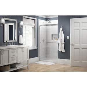 Simplicity 48 in. x 70 in. Semi-Frameless Traditional Sliding Shower Door in Chrome with Clear Glass