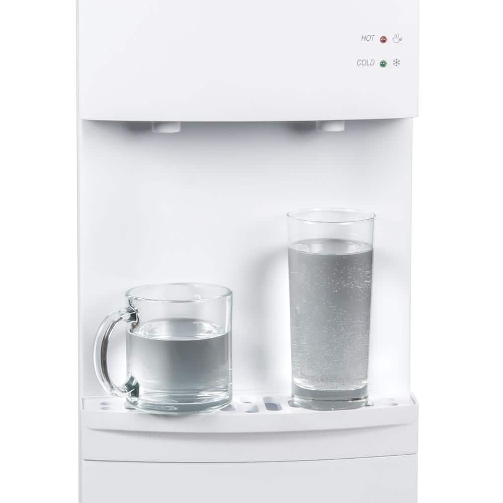 White Freestanding Hot and Cold Water Dispenser with Child Safety Lock