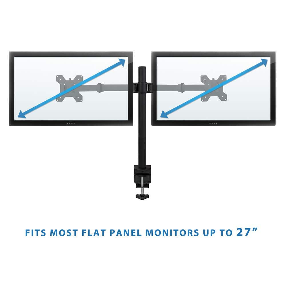 Black Dual Monitor Desk Mount with Adjustable Arms