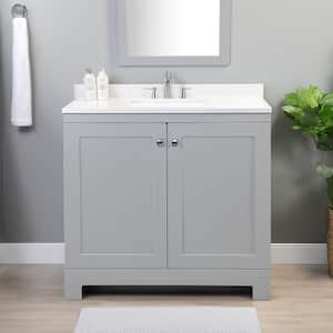37 in. W x 19 in. D x 33 in. H Single Sink Freestanding Bath Vanity in Pearl Gray with White Cultured Marble Top