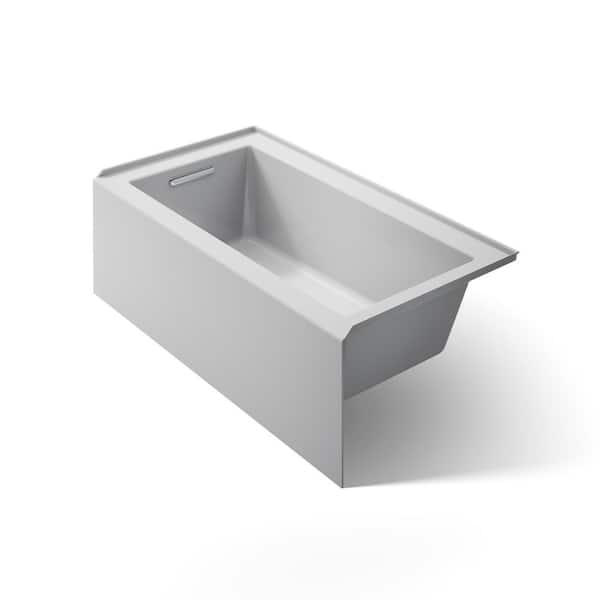 KOHLER Underscore 60 in. x 32 in. Soaking Bathtub with Left-Hand Drain in Ice Grey