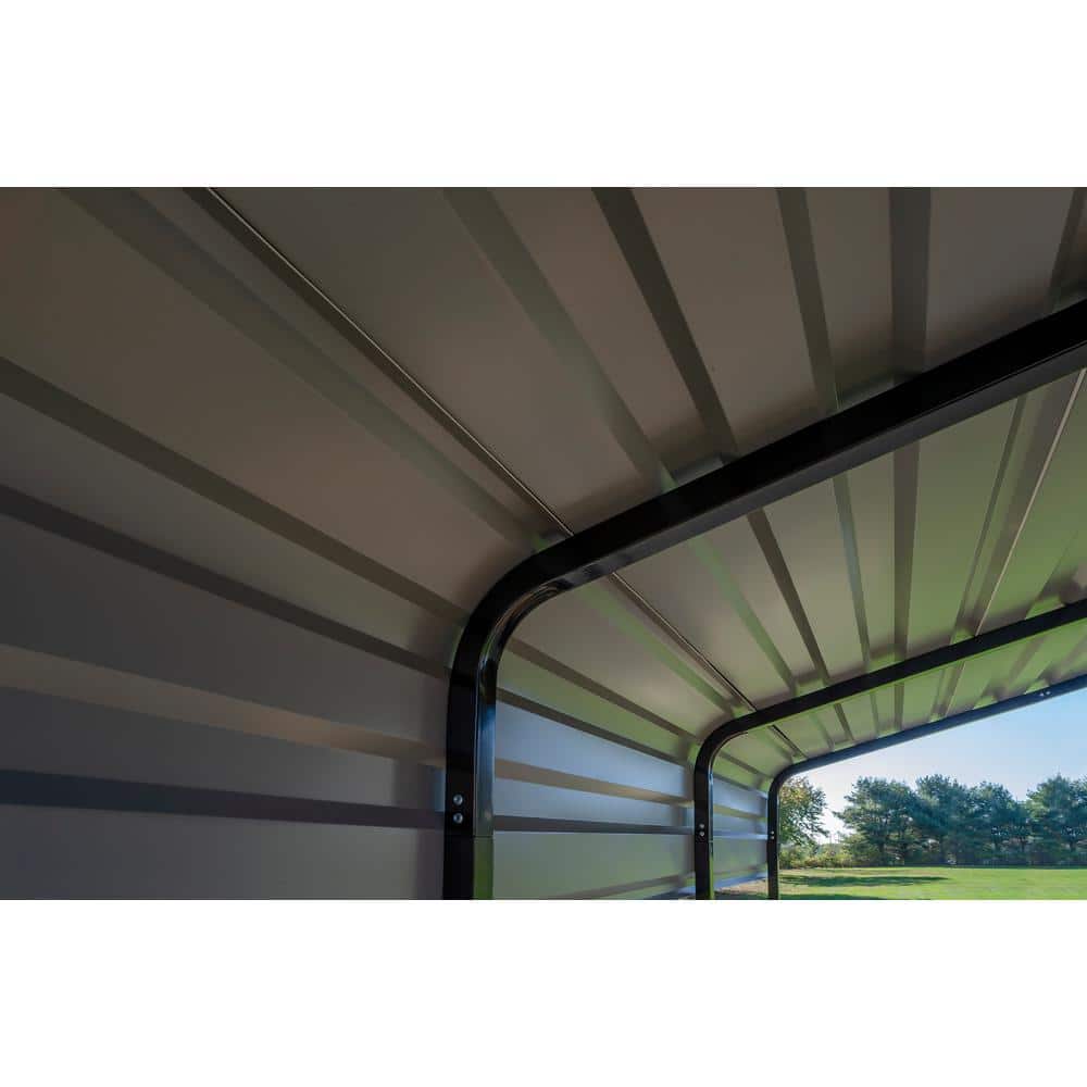 Eggshell Steel 10' x 15' Carport Kit with Enclosure