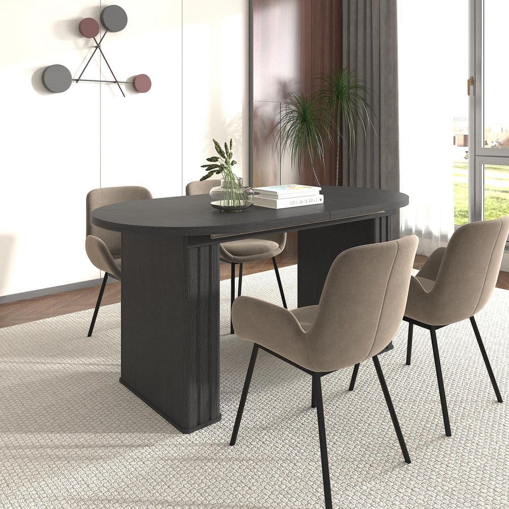 Phineas 63 in. to 78.74 in. Rectangle Black Wood Double Pedestal Extendable Dining Table for Family Living Room Seats 8 price history on PriceWatchPro