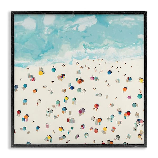 Abstract People on Beach by Randy Hibberd 1 Piece Black Framed People Giclee Art Print 24 in. x 24 in.
