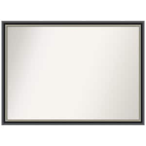 Theo Black Silver 40.75 in. W x 29.75 in. H Non-Beveled Modern Rectangle Wood Framed Bathroom Wall Mirror in Black