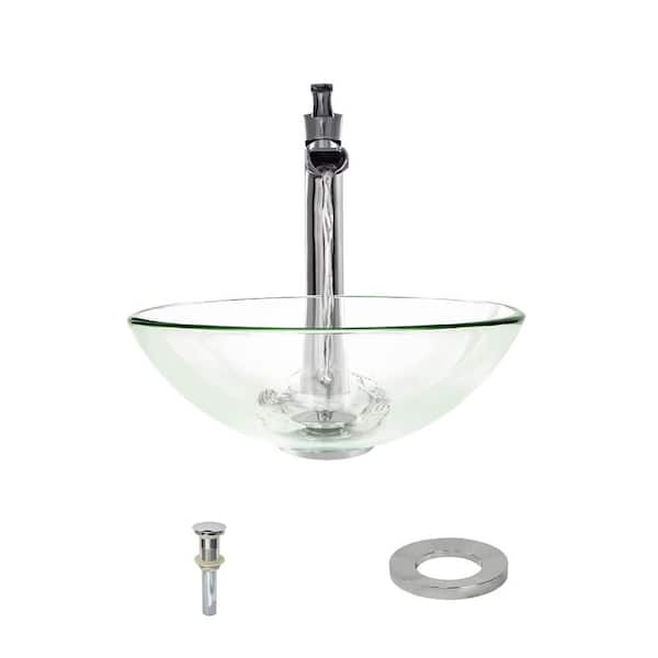 MR Direct Glass Vessel Sink in Crystal with 731 Faucet and Pop-Up Drain in Chrome  601-CR-731-C-ENS - The Home Depot