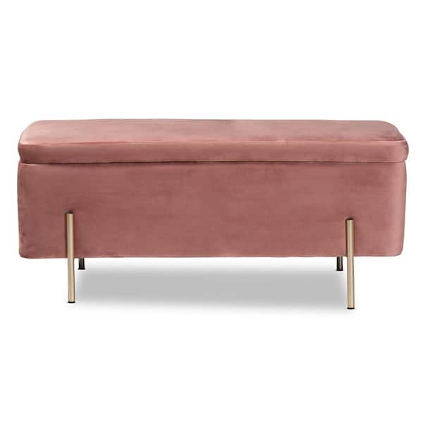 Baxton Studio Rockwell Pink Storage Bench (17.7 in. H x 43.3 in. W x 15.7 in. D)