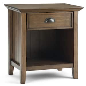 Acadian 1-Drawer Solid Wood 24 in. Wide Transitional Bedside Nightstand Table in Rustic Natural Aged Brown
