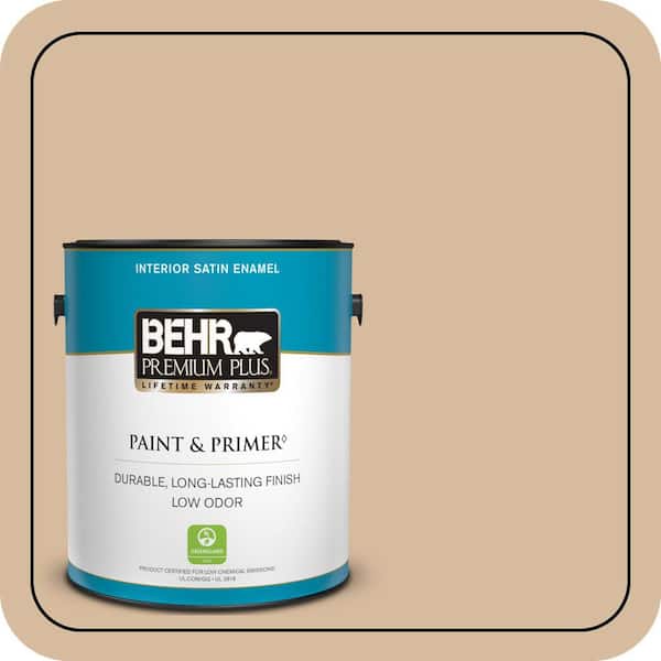 BEHR PREMIUM PLUS 1 gal. #T18-06 Kombucha Satin Enamel Low Odor Interior Paint & Primer