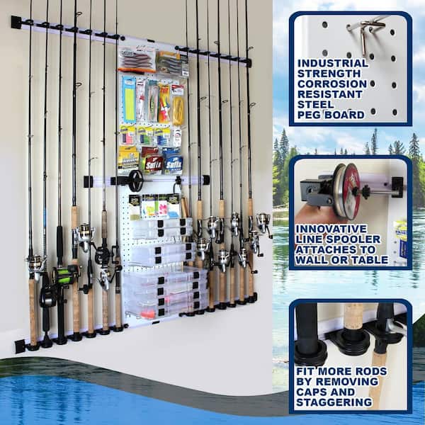 Rush Creek Creations 14 Rod and Wall Tackle Storage with Line Spooler  40-0015 - The Home Depot