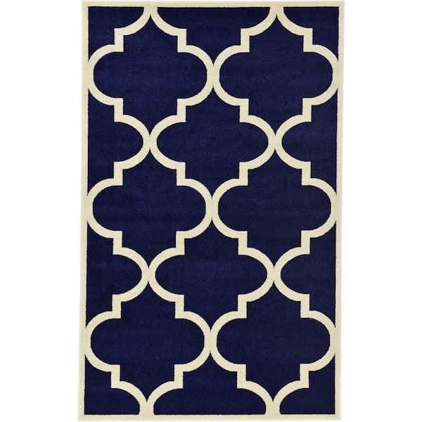 Unique Loom Trellis Austin Navy Blue 5' 0 x 8' 0 Area Rug