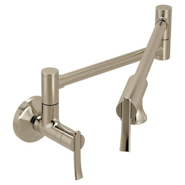 Sinema Transitional Wall Mount Pot Filler Kitchen Faucet in Polished Nickel