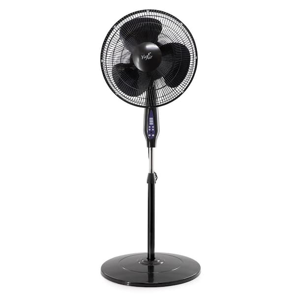 Vie Air 16 in. 3 Speed Oscillating Pedestal Fan with Remote Control in Black