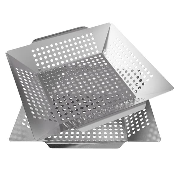 Heavy Duty 304-Stainless Steel Grill Basket Non-Stick Evenly Cook Veggies, Seafood, Meat, Rust-Resistant and Easy Clean