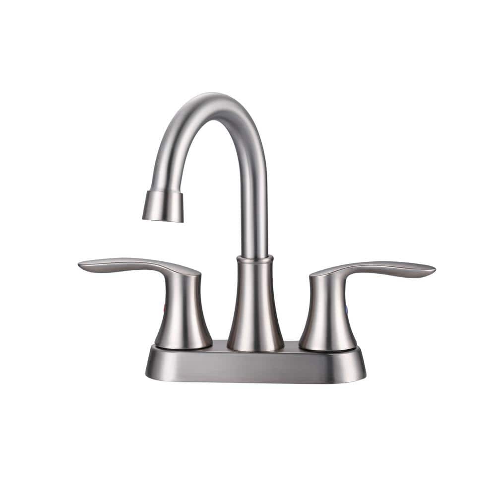 4 in. Centerset Double Handle High Arc Bathroom Faucet with Drain Kit Inclu