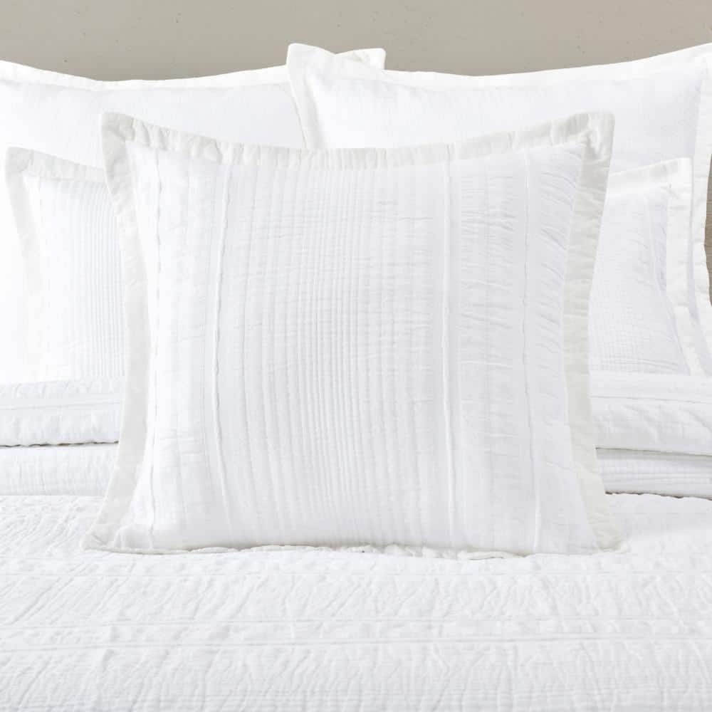 White Cotton Square Decorative Throw Pillow Cover 20" x 20"