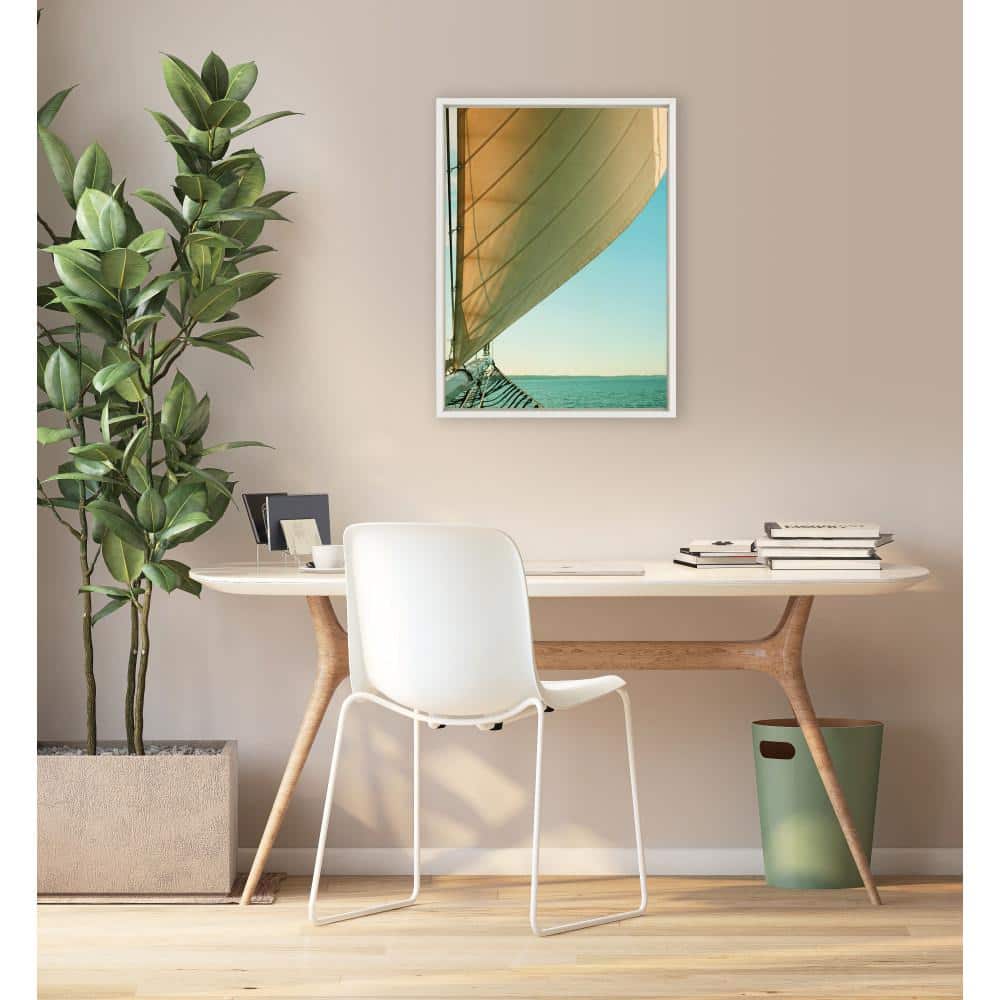Kate & Laurel All Things Decor 18"x24" Sylvie Gulf Winds Framed Canvas: Modern Nautical Decor, Vertical Layout