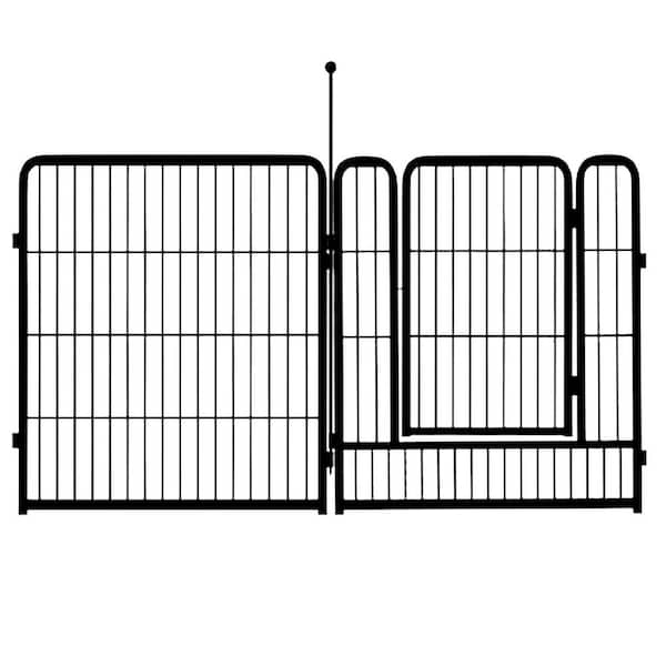 32 Panels 40 in. Heavy Duty Metal Decorative Garden Fence Outdoor Animal Barrier Easy Setup Black