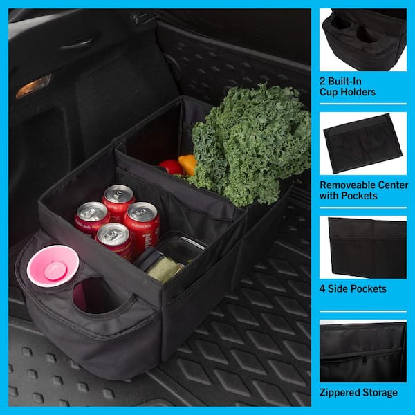 Stalwart Backseat Car Organizer Collapsible Car Storage Box with Cupholders  and Partitions for Front or Back Seat 75-CAR2003 - The Home Depot