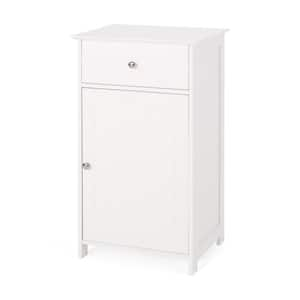 17 in. W x 13.5 in. D x 30.25 in. H White Linen Cabinet with Door and Drawer for Bathroom