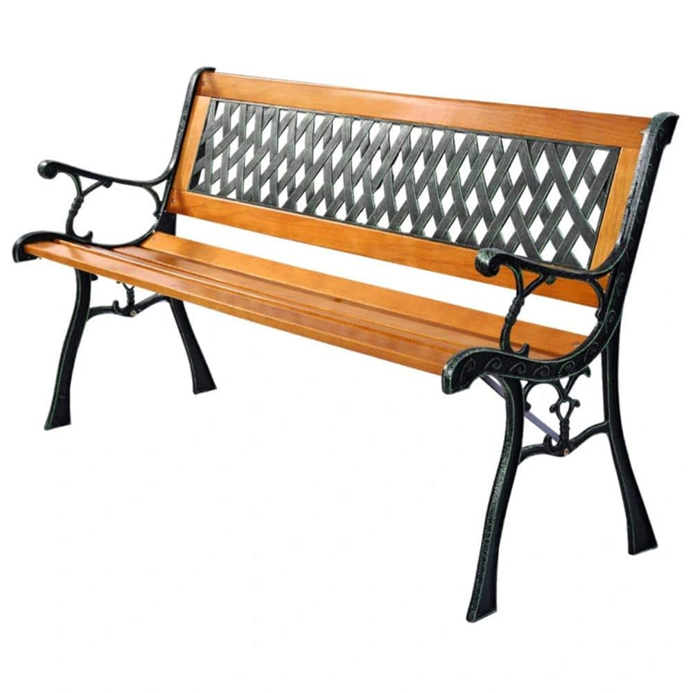 ITOPFOX 49.5 in. W 3-Person Cast Iron Outdoor Metal Patio Bench ...