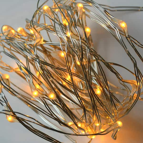 LUMABASE 40-Light Mini Battery Operated Waterproof String Lights in Amber  (2-Count) 64702 - The Home Depot