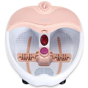 Foot Spa Bath Massager Bubble Vibration Red Light Rollers Handheld Cleaner