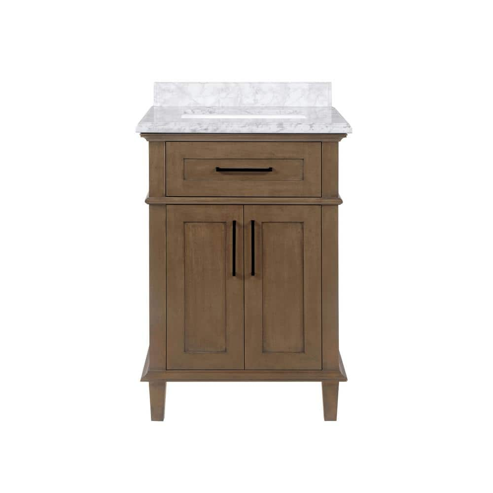 Home Decorators Collection Sonoma 24 in. W x 20 in. D x 34 in. H Bath Vanity in Almond Latte with White Carrara Marble Top