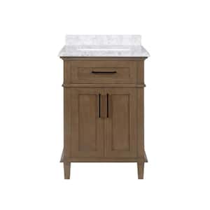 Sonoma 24 in. W x 20 in. D x 34 in. H Bath Vanity in Almond Latte with White Carrara Marble Top