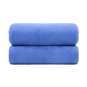 Blue Oversized Microfiber Bath Towel (Set of 2)