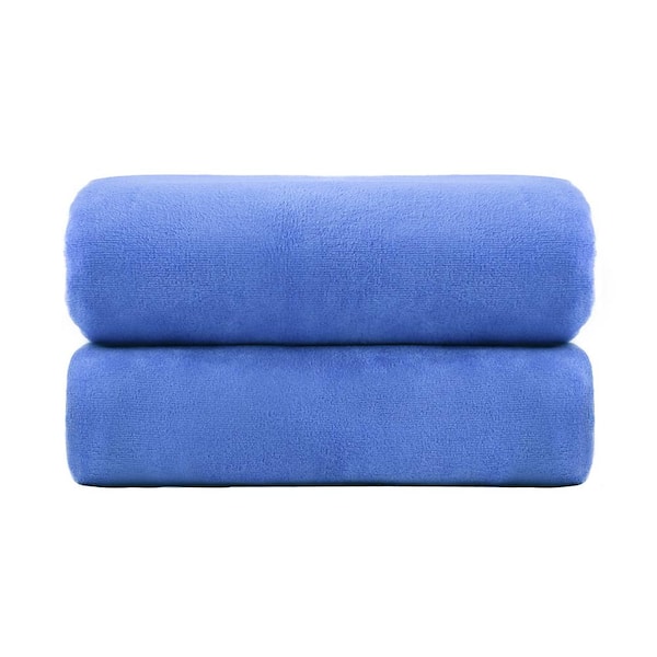 JML Blue Oversized Microfiber Bath Towel (Set of 2)