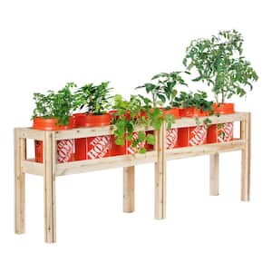 84 in. x 16 in. x 30 in. 6-Bucket Elevated Unfinished Wood Cedar Garden Frame Raised Beds