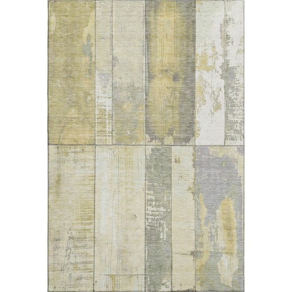 Mayfield Premium Machine Washable Abstract AMF1877 Gold 5 ft. x 7 ft. 6 in. Area Rug