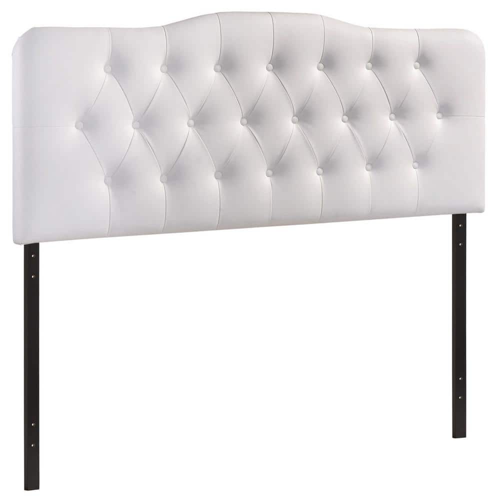 Annabel White Faux Leather Queen Tufted Headboard