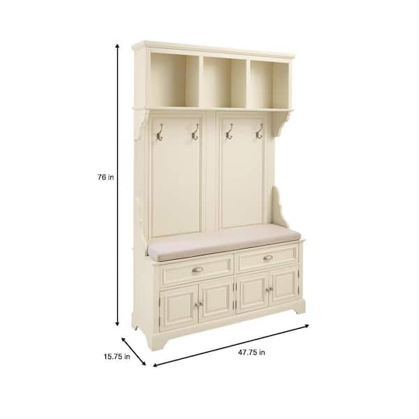 Sadie Ivory Hall Tree with Cushioned Storage Bench