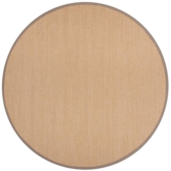Natural Fiber 6 ft. x 6 ft. Maize/Gray Woven Border Round Area Rug
