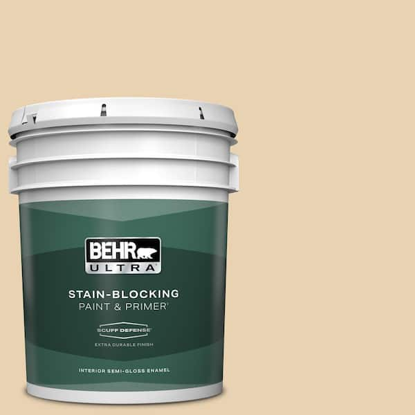 BEHR ULTRA 5 gal. #S300-2 Powdered Gold Extra Durable Semi-Gloss Enamel Interior Paint & Primer