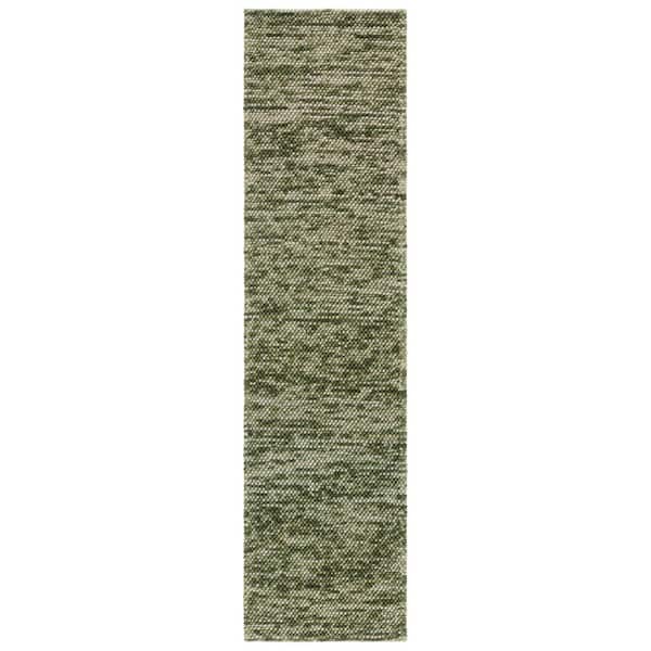 Natura 2 ft. x 9 ft. Green/Ivory Textured Solid Runner Rug