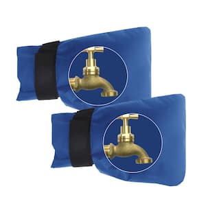 2-Piece Blue Outdoor Freeze Protector Insulate Faucet Cover for Winter Protection without Freeze