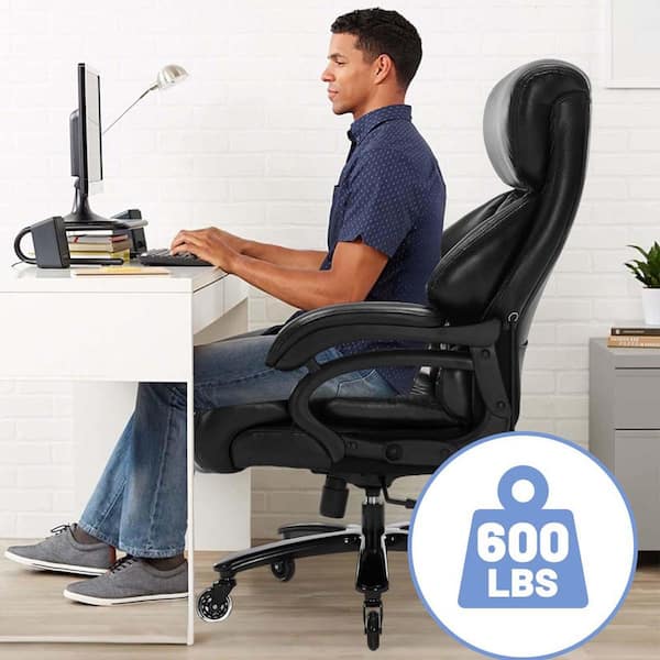 Unbranded PU Leather High Back Executive Chairs Big and Tall Office Chair with Ergonomic Adjustable Lumbar Support in Black