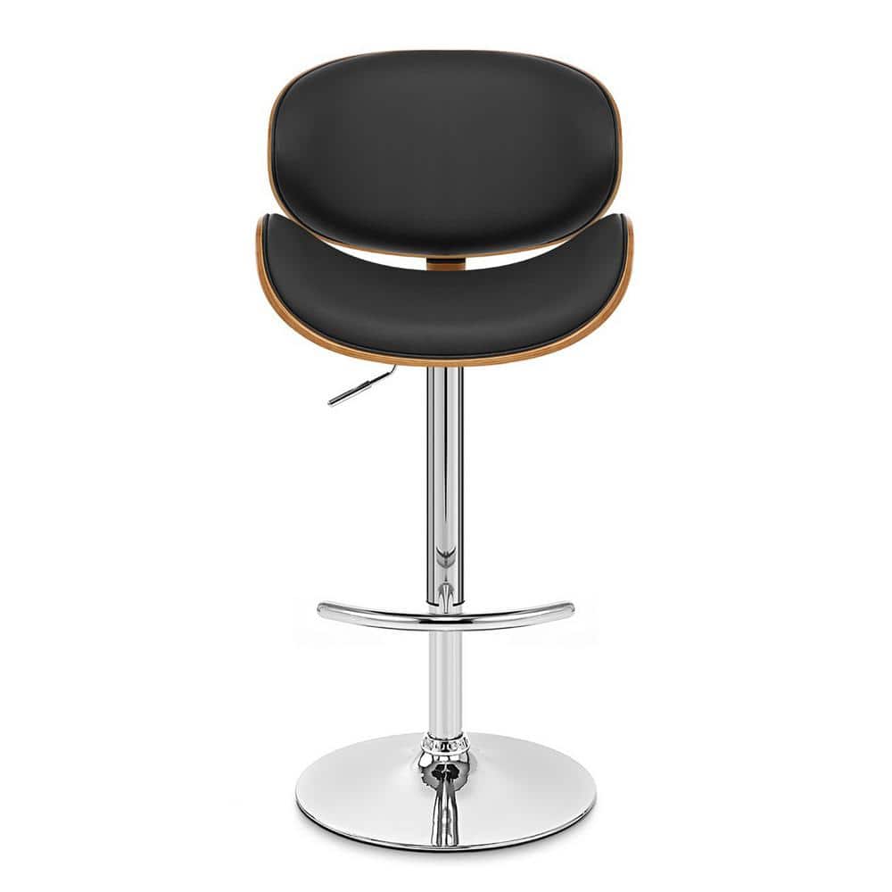 Naples Black Faux Leather Adjustable Swivel Bar Stool