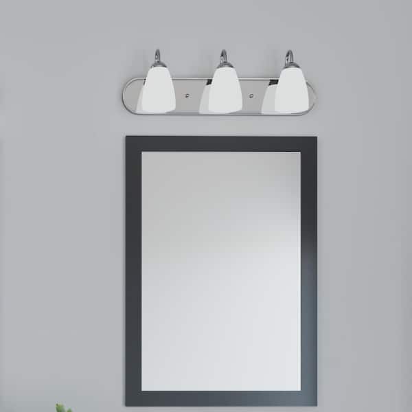 Gather Collection 24 in. 3-Light Polished Chrome Etched Glass Traditional Bath Vanity Light