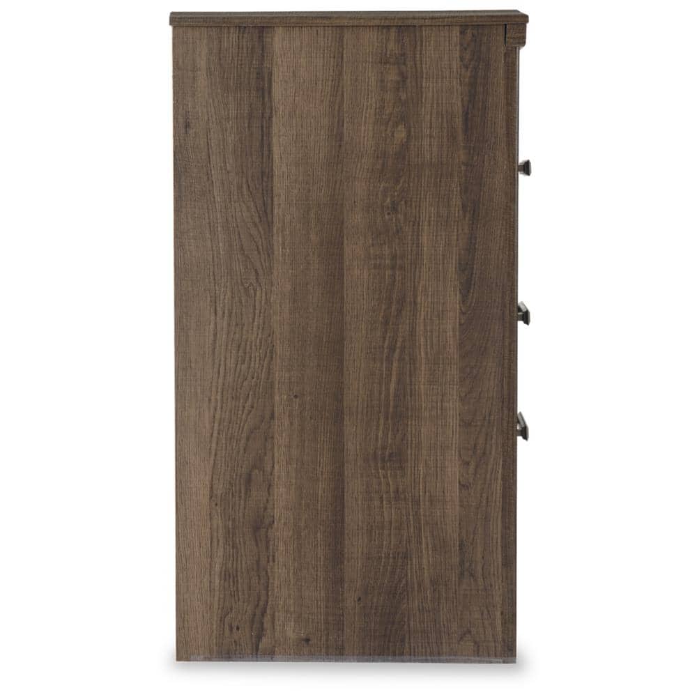 Juararo Dark Brown 3-Drawer Transitional Nightstand