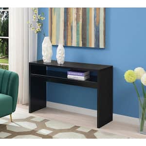 Northfield 48 in. Black Standard Height Rectangular Particle Board Top Console Table with Shelf