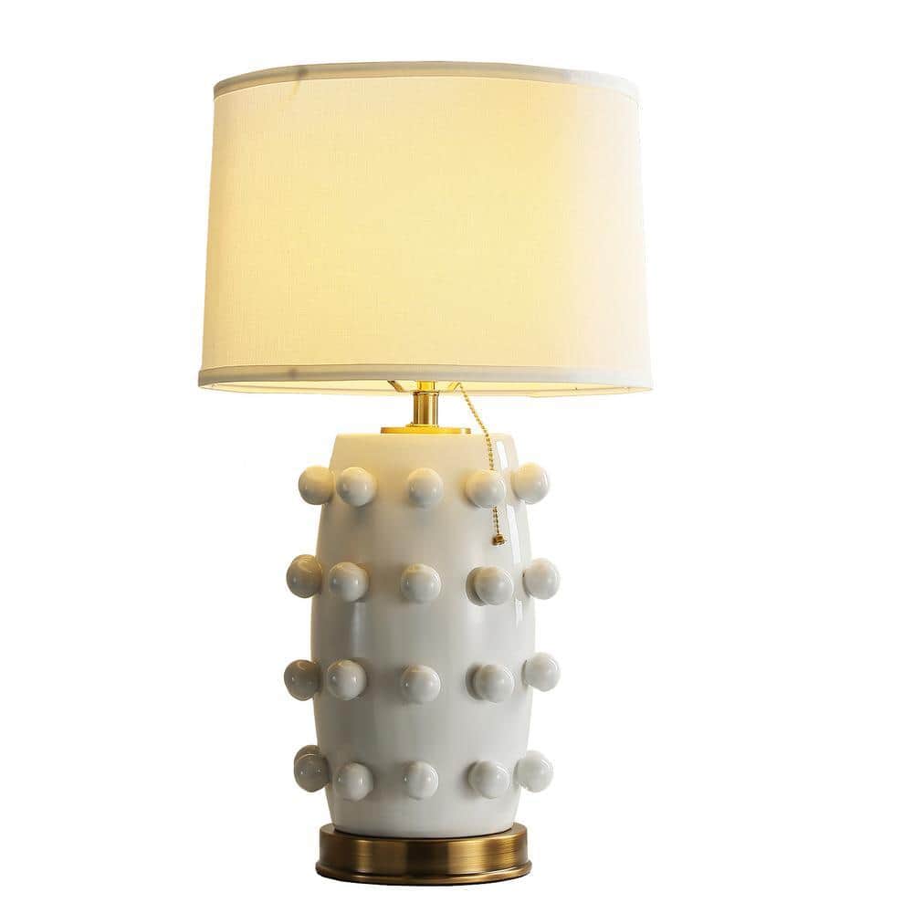 26 in. Matte White Polka Dot Ceramic Table Lamp with Fabric Shade price history on PriceWatchPro