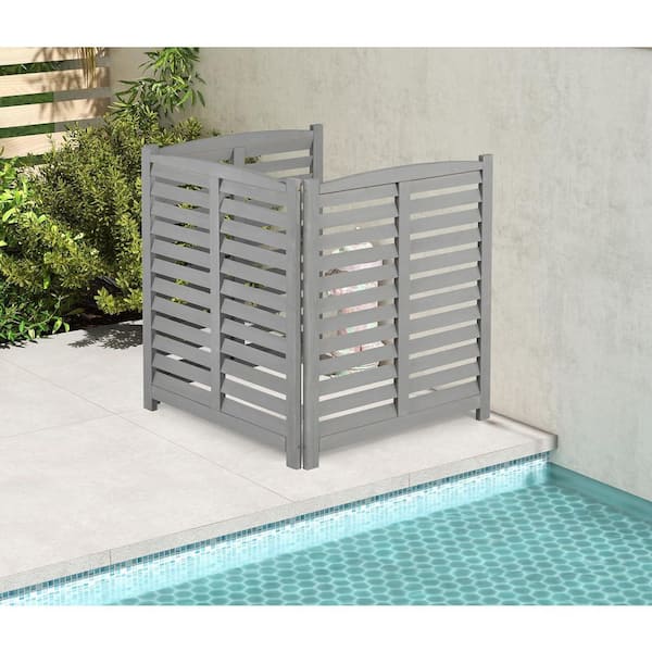 ガーデン フェンス Gray 3-Panel 32 in. W x 38 in. H Outdoor Wood Air Conditioner