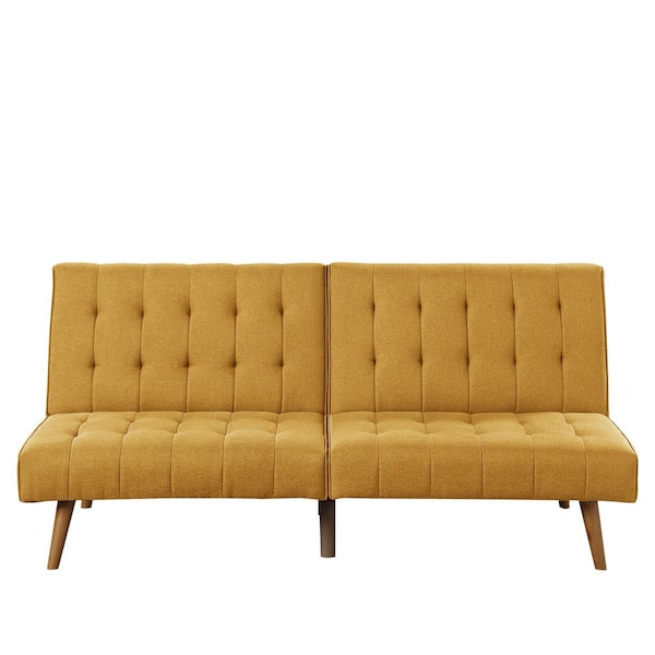 Venetian Worldwide Mustard Linen Tufted Modern Adjustable Sofa Sleeper